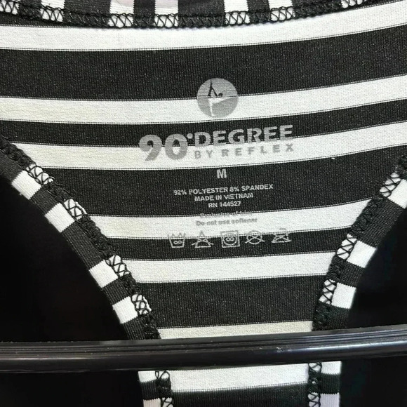 90° By Reflex Racerback,horizontal stripe,,scoop neck athletic tank top, - Picture 2 of 5